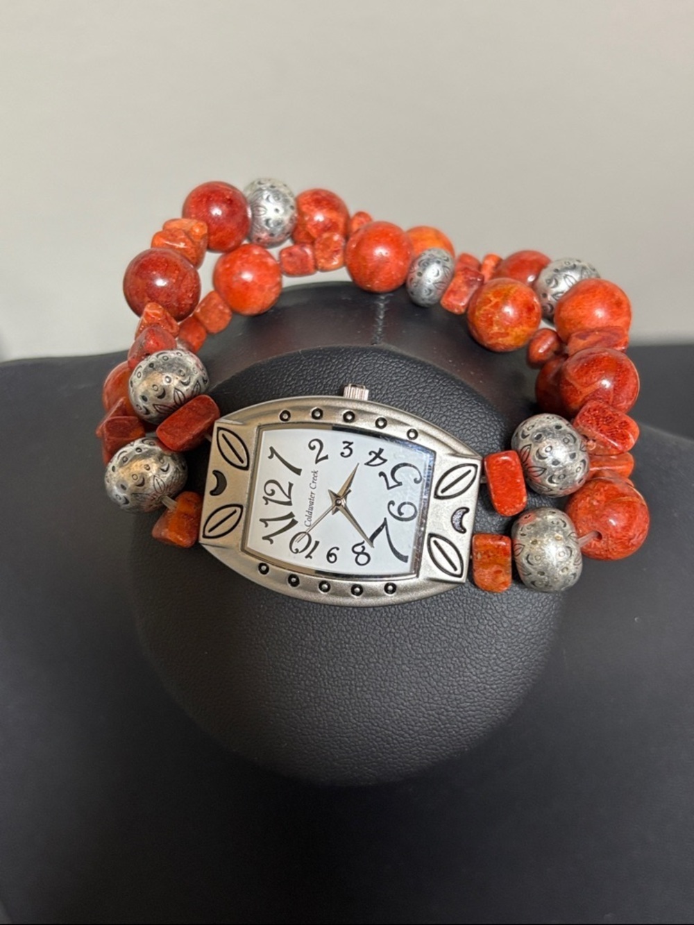 Coldwater Creek Stone Silver Tone Boho WORKING Stretch Watch Southwestern